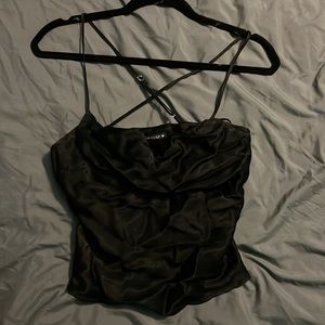 Zara Satin Cowl Neck Tank Top